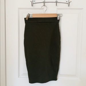 Olive Green Bodycon Midi Skirt